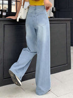 Wispy Blue Washed Wide Leg Jeans Stylish Wodrobe