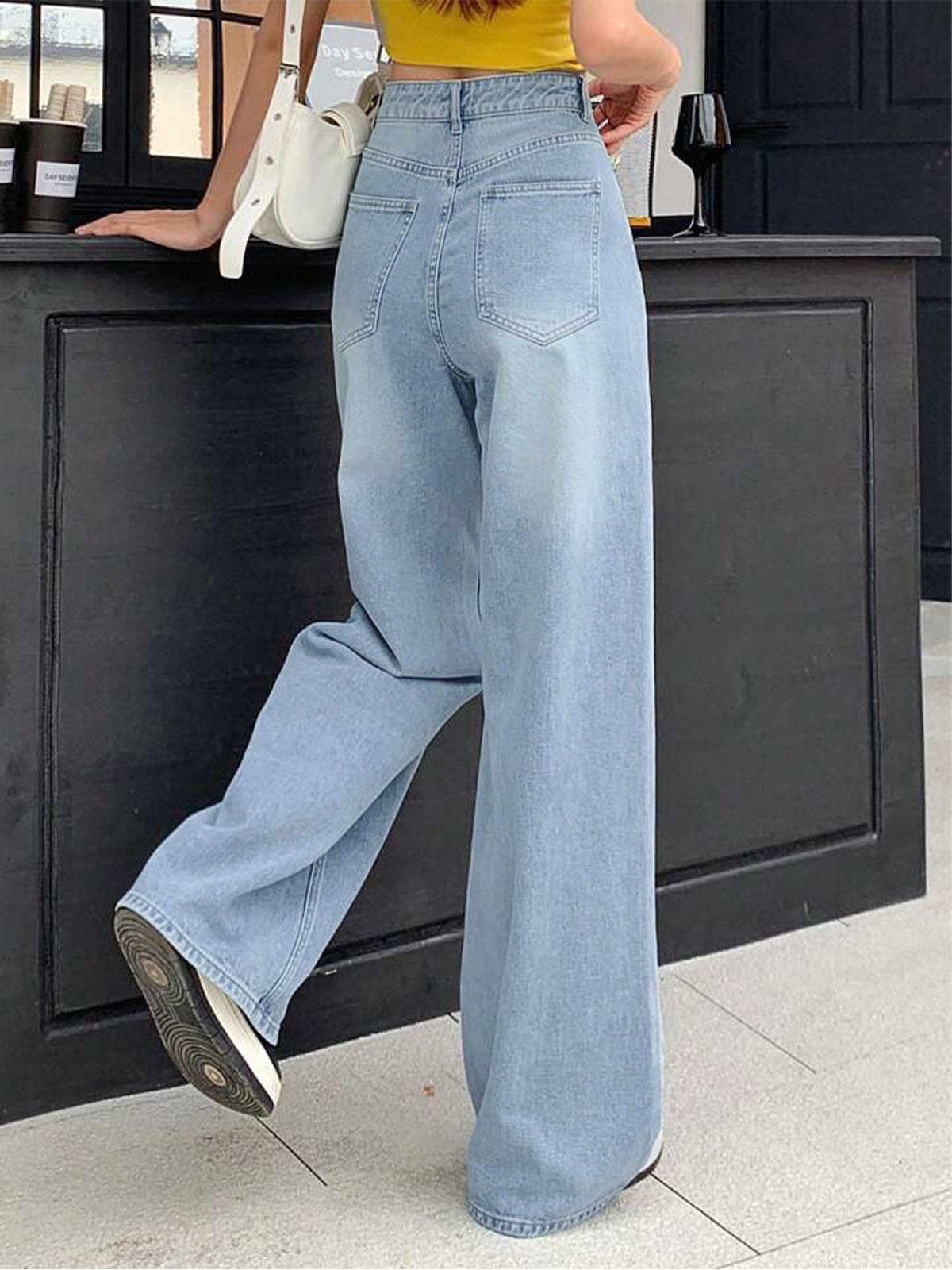 Wispy Blue Washed Wide Leg Jeans Stylish Wodrobe