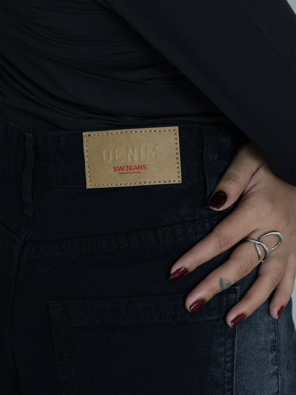 Dawn Black Ombre Washed Wide Leg Jeans Stylish Wodrobe