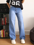 Frost Blue Washed Straight Fit Jeans