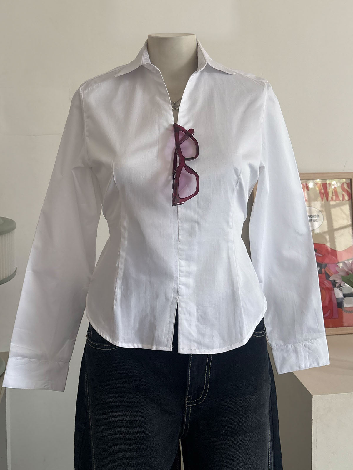 Vanilla White Corset Fitted Shirt