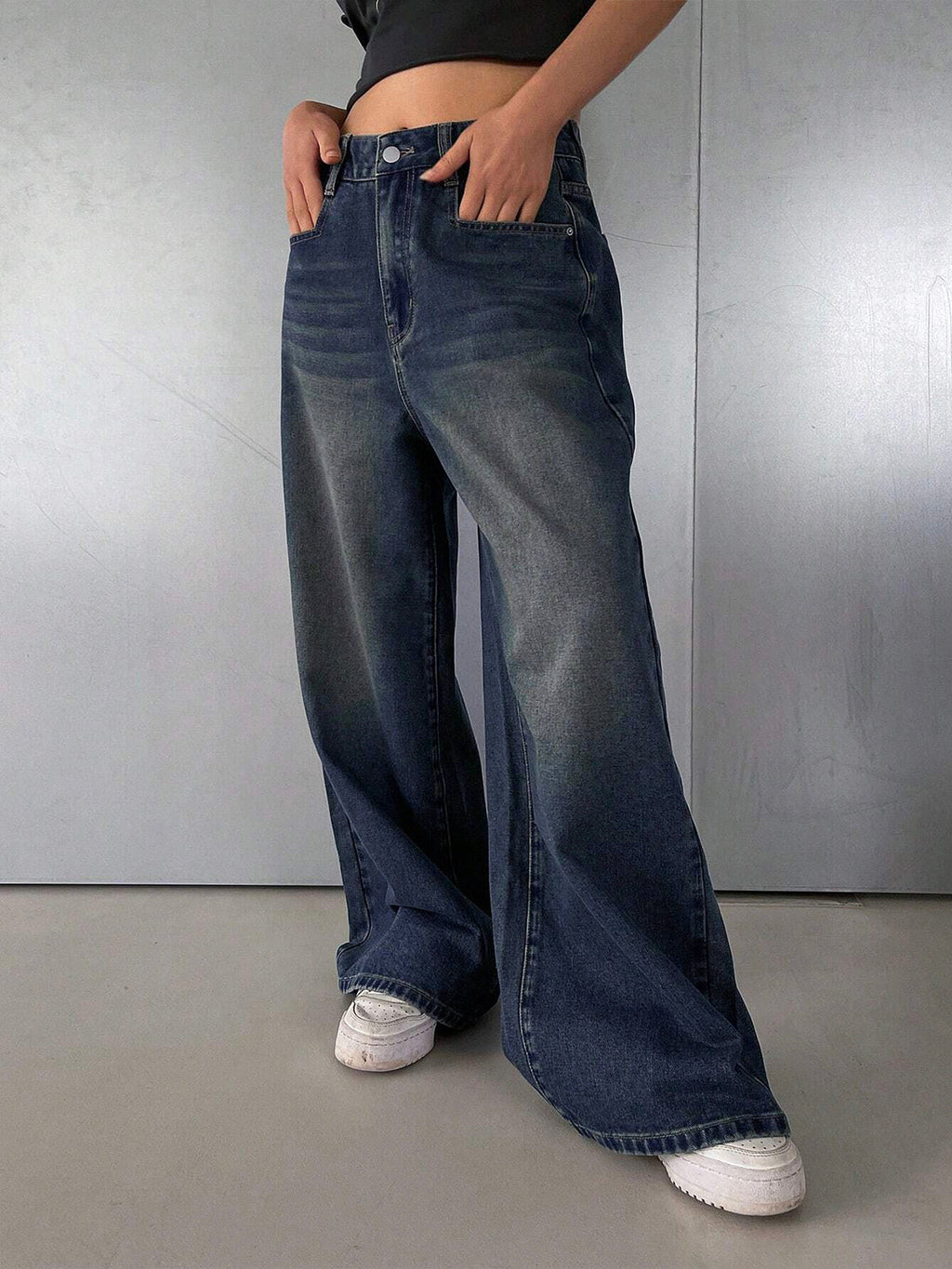 80s Street Blue Washed Super Wide Leg Jeans