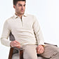 Mercerised Jacquard Full Sleeve Polo in Biscotti Beige