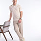 Mercerised Jacquard Polo in Biscotti Beige