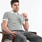 Jacquard Johnny-Collar Knit Polo in Forest Green X White