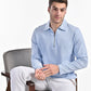 Mercerised Jacquard Full Sleeve Polo in Mykanos Blue