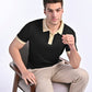 Smooth-Touch Contrast Polo in Gloss Black