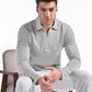 Mercerised Jacquard Full Sleeve Polo in Ash Grey