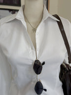 White Long Sleeve Y2K Fitted Shirt