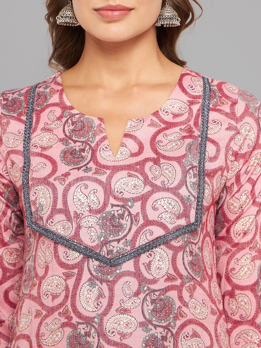 Women Pink Printed Straight Kurta Krya