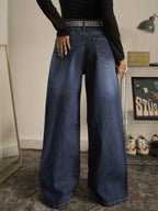 Classic Blue Washed Wide Leg Jeans Stylish Wodrobe