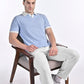 Mercerised Jacquard Polo in Mykonos Blue