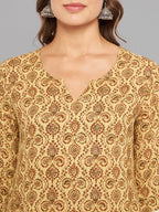 Women Mustard Kurta With Lace Krya