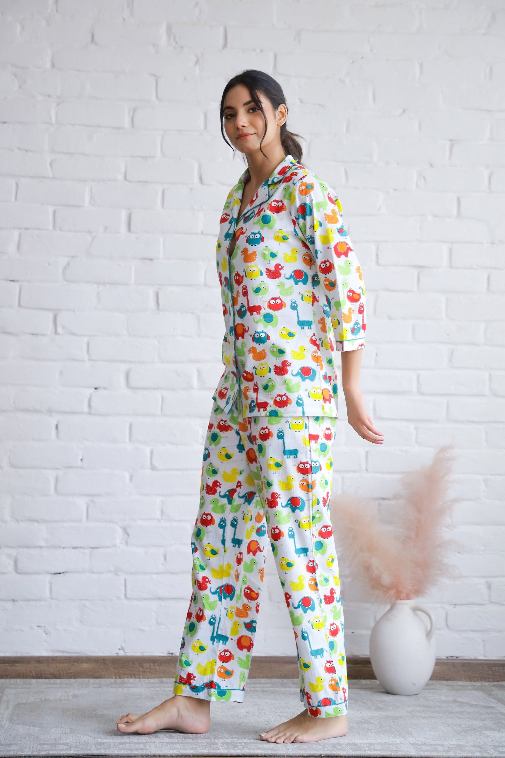 Animal Printed Cotton Night Suit | Co-Ord Set | Shop stylish women's clothing online at Label Flavia |