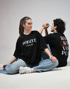 Rose S'il Vous Plait Printed Black T-Shirt Boozee