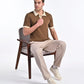 Smooth-Touch Contrast Polo in Cinnamon Brown