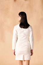 Panelled Denim & Twill Structured Jacket