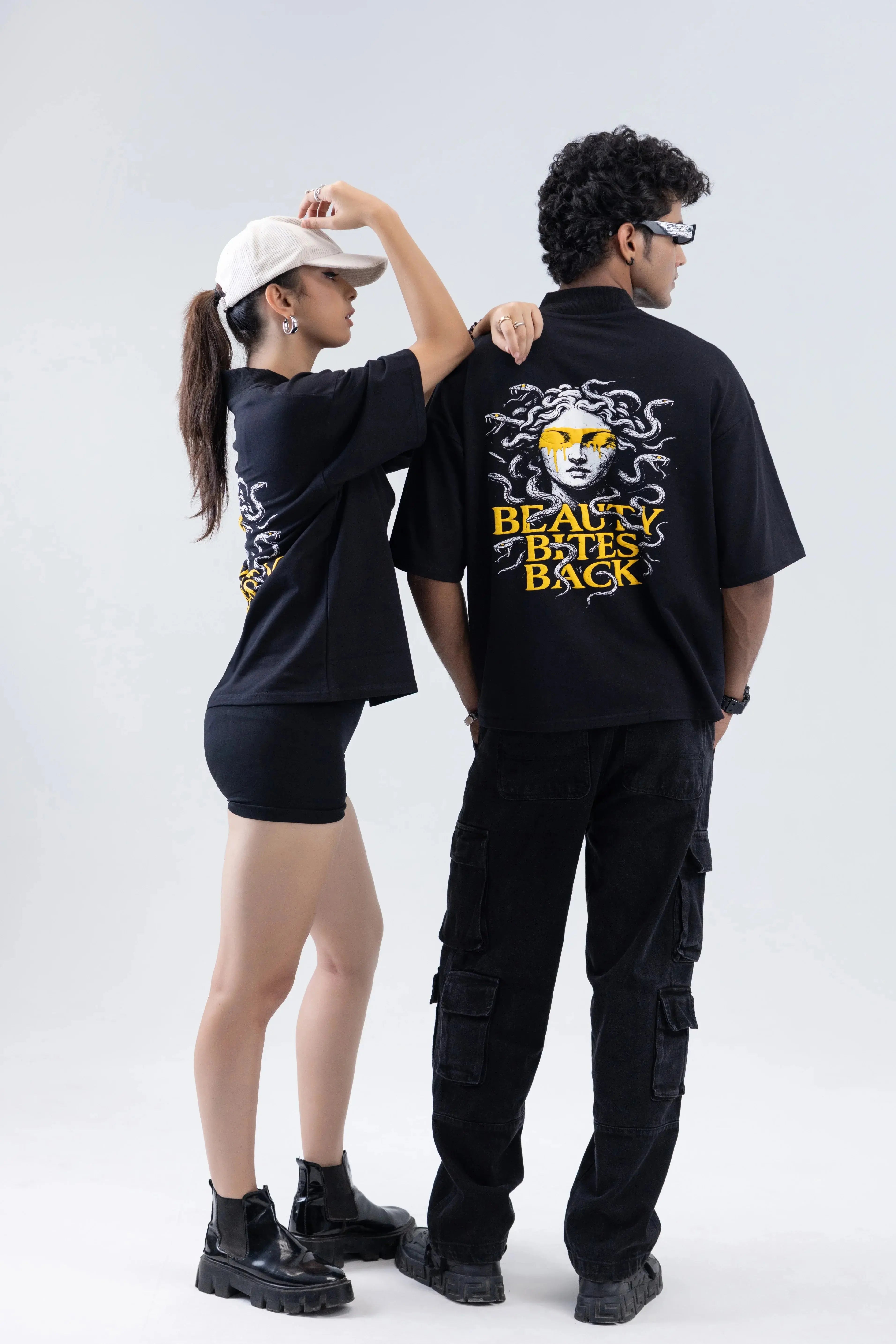 “Beauty Bites Back” Round Neck Black T-shirt Off Sinners