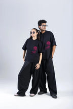 "Move Over Roses" Round Neck Printed Black T-Shirt Off Sinners