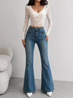 Premium Vintage Aqua Blue Washed Bootcut Jeans