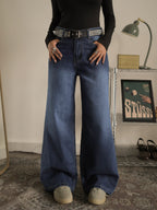 Classic Blue Washed Wide Leg Jeans Stylish Wodrobe