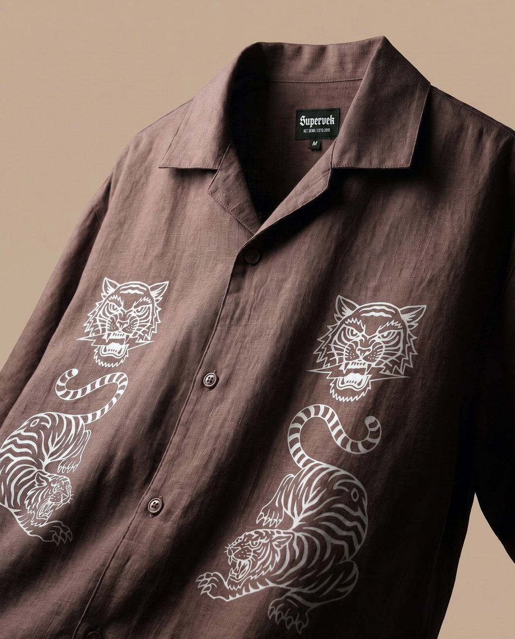 Brown Tiger Fury Resort Shirt