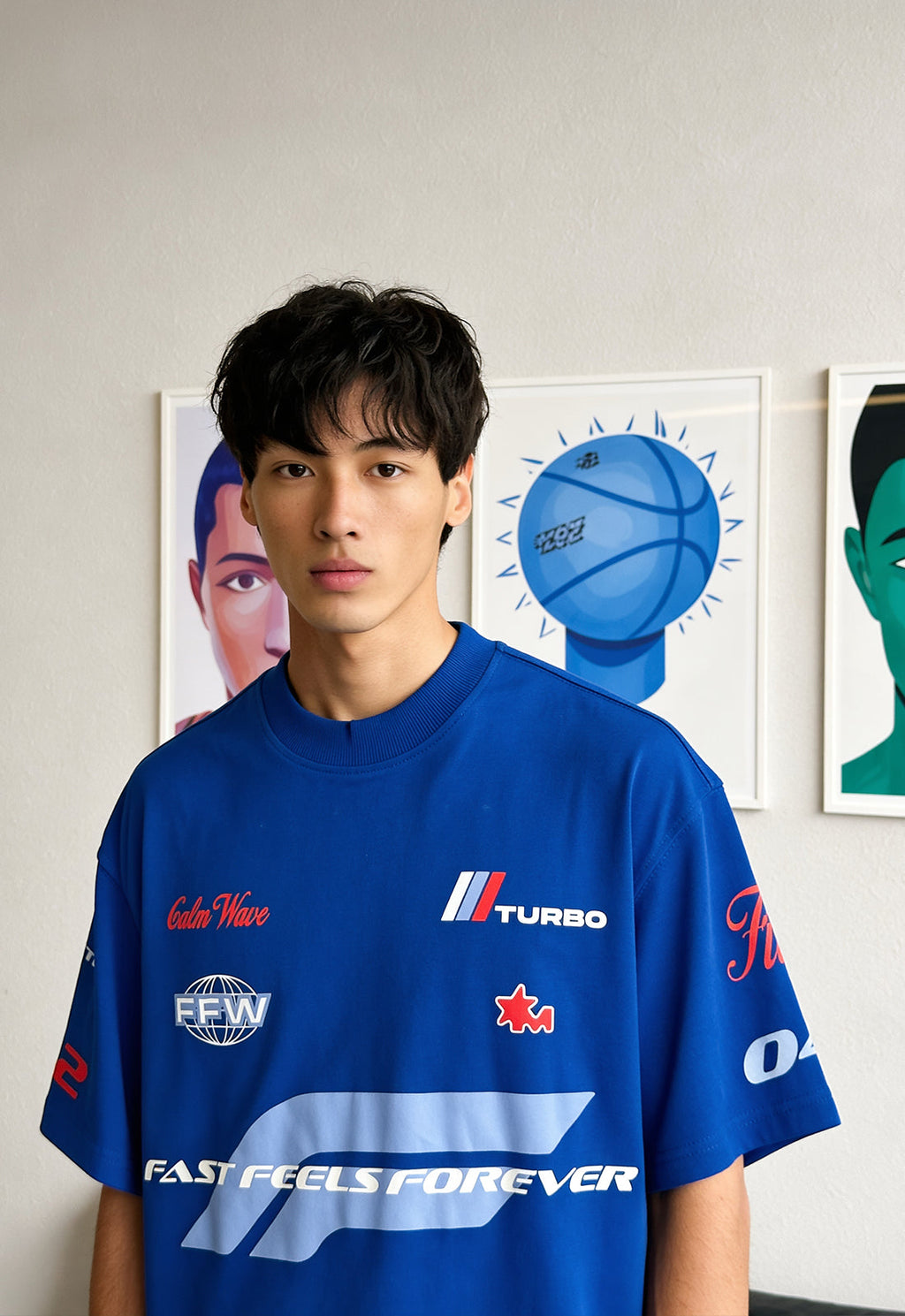 Fast Feel Blue Heavyweight Oversized T-Shirt