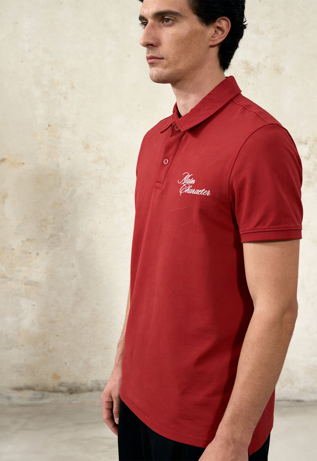 Red French-Terry Polo T-Shirt