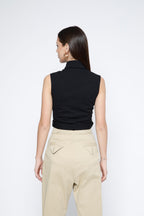 Gold Metal Zip Belted Crop Top -Black Beauty