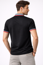 Black Polo with Dual Tone Stripe Collar