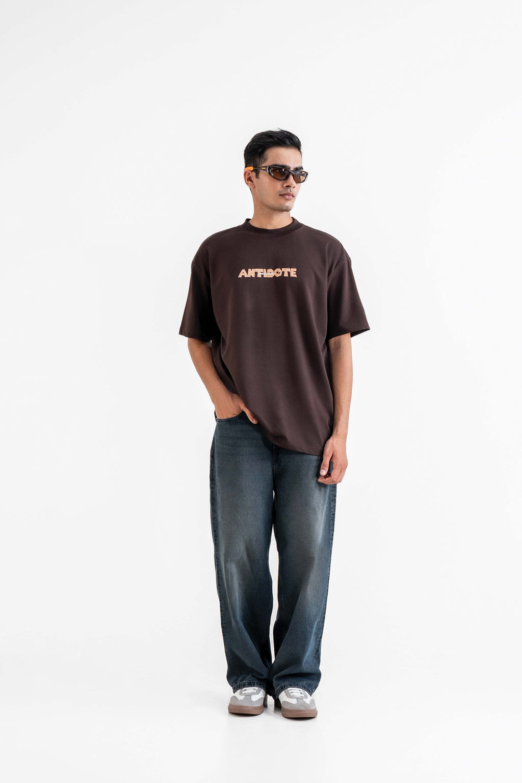 Antidote Heavyweight Oversized Printed Brown T-Shirt Main Character