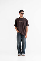 Antidote Heavyweight Oversized Printed Brown T-Shirt Main Character
