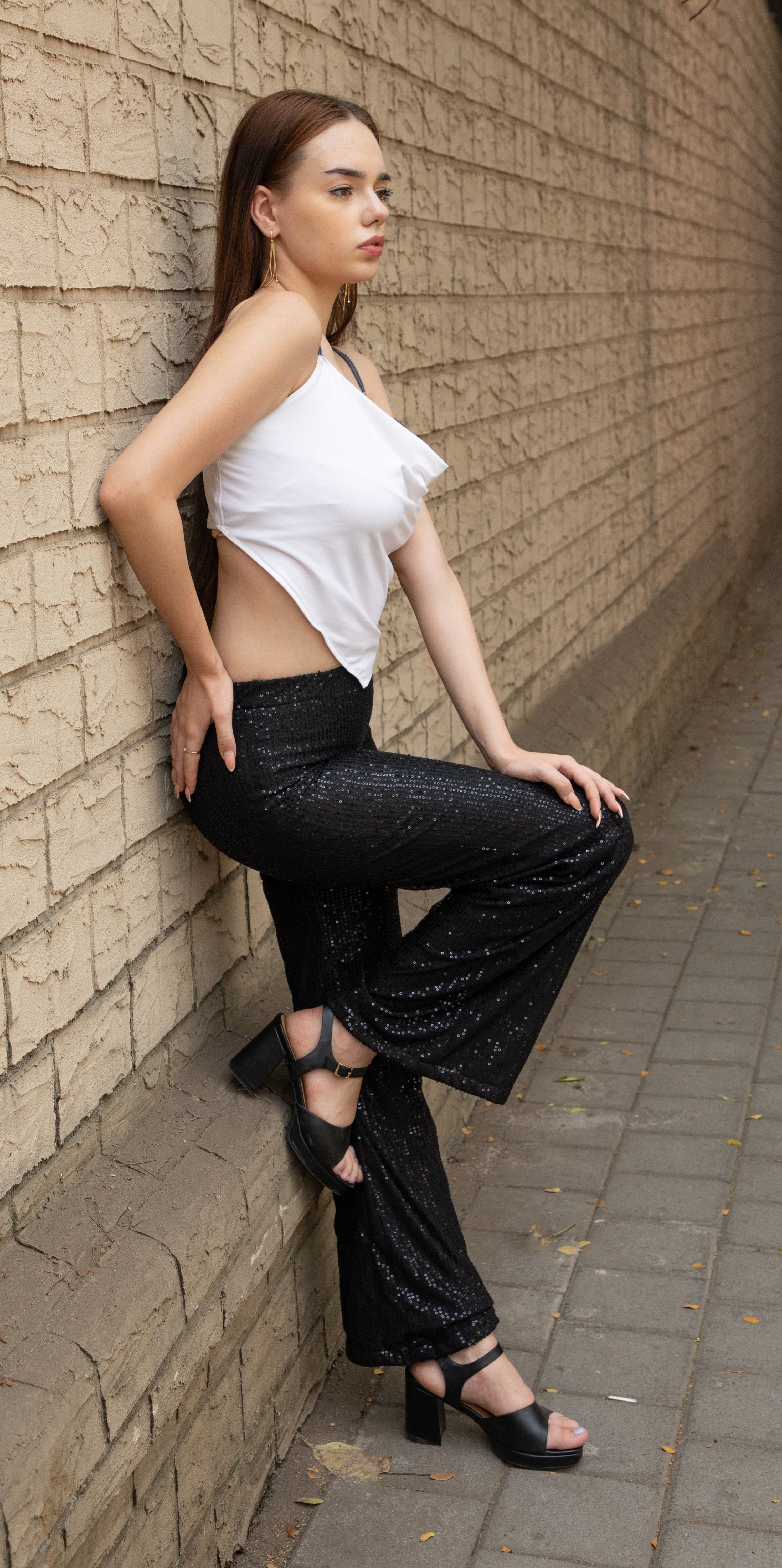 White bling strapped scarf top.