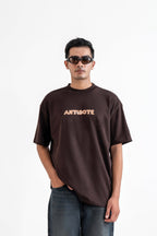 Antidote Heavyweight Oversized Printed Brown T-Shirt Main Character