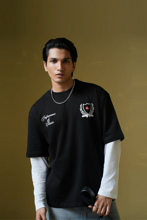 Adrenaline Rush Black Oversized Printed T-Shirt Main Character