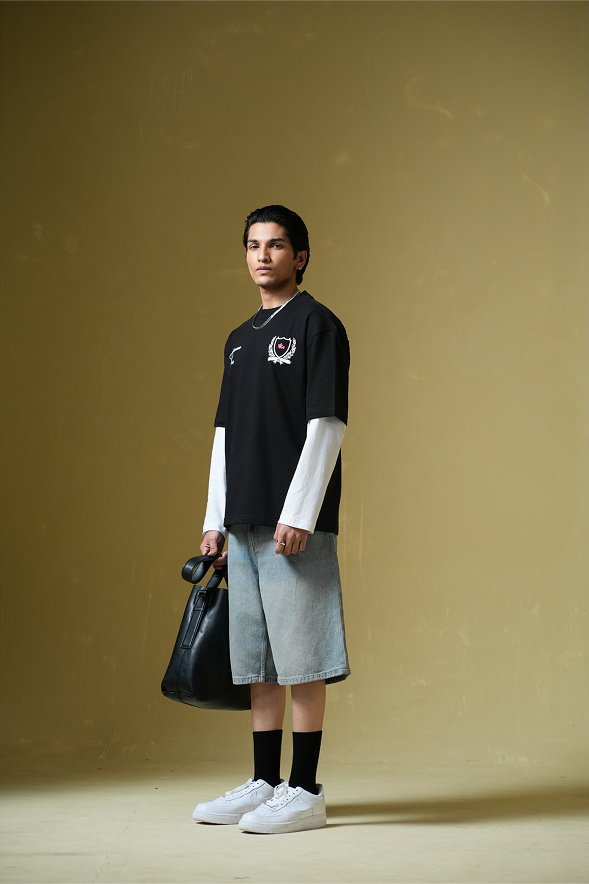 Adrenaline Rush Black Oversized Printed T-Shirt Main Character