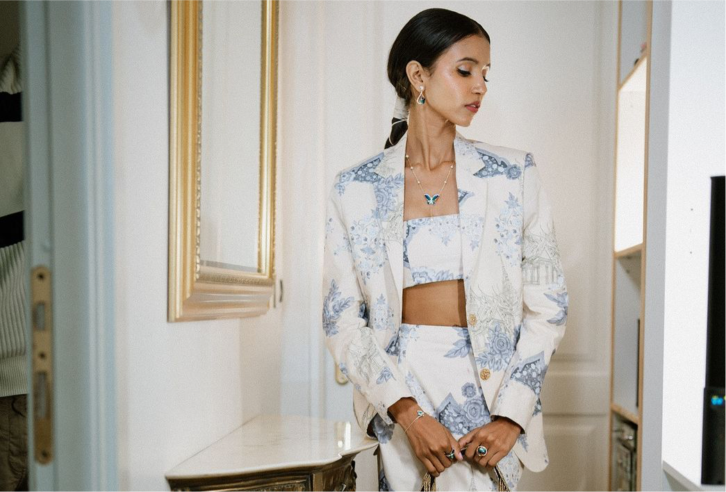 Thai Printed Blazer (as styled by Nancy tyagi at Cannes)