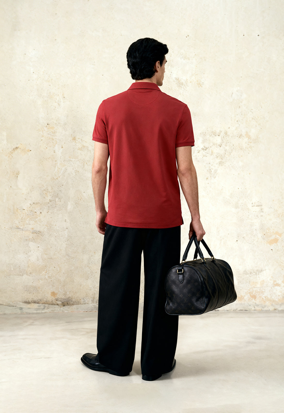 Red French-Terry Polo T-Shirt
