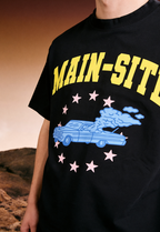 Main Site Summer Printed Oversized Black T-Shirt Main Character