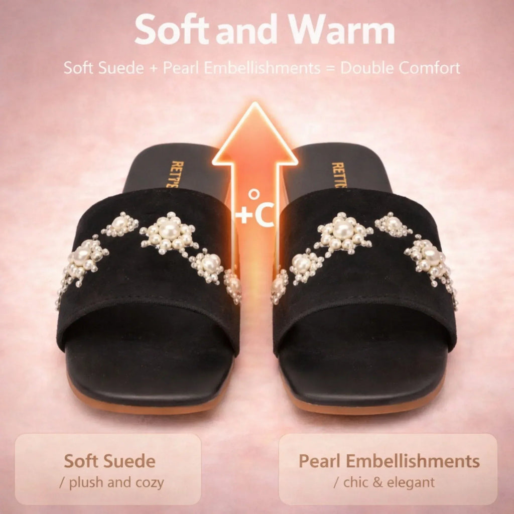 The Luna Grace Pearl Black Embellished Flats Rettrose