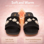The Luna Grace Pearl Black Embellished Flats Rettrose