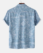 Hawaiian Motifs Blue Shirt