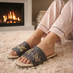 The Starlit Butterfly Grey Embellished Flats Rettrose