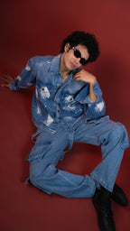 Blue Cloud Denim Men'S Jacket Rustlines