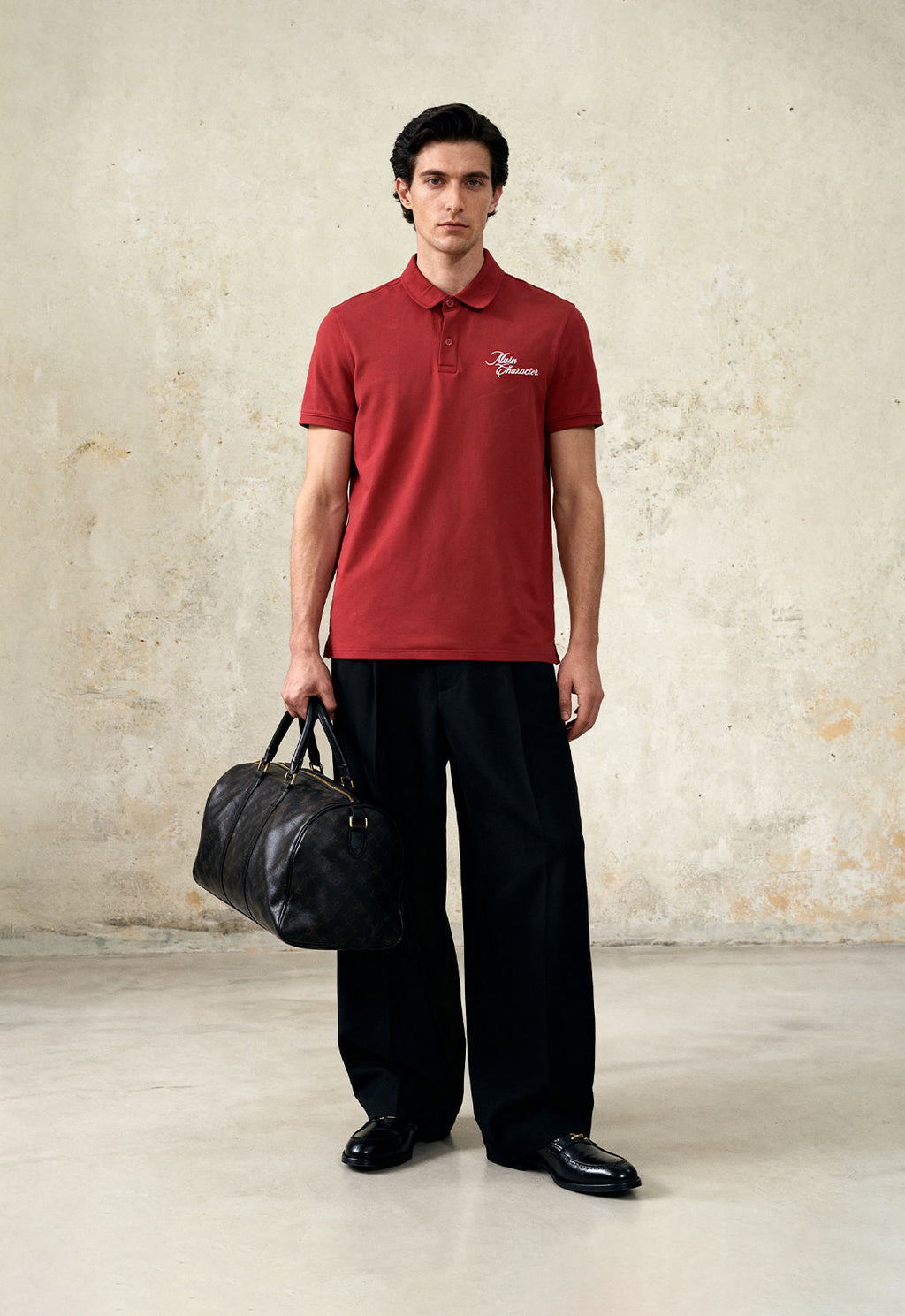 Red French-Terry Polo T-Shirt