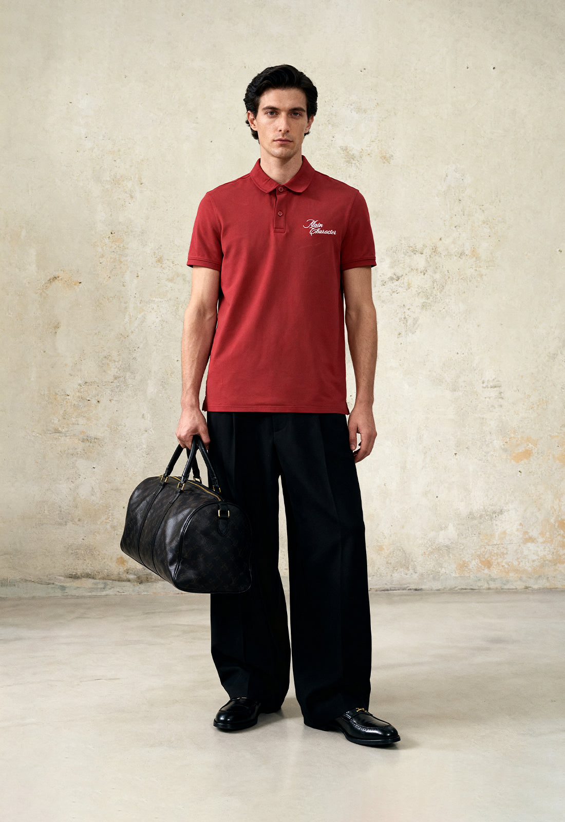 Red French-Terry Polo T-Shirt