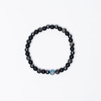 Grey Noir Beaded Bracelet - 6Mm - Elastic Zach