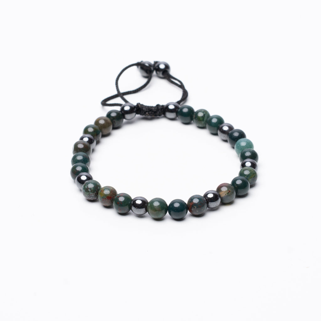Bloodstone Beaded Bracelet - 6Mm - Braided Zach