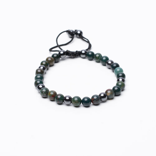 Bloodstone Beaded Bracelet - 6Mm - Braided Zach