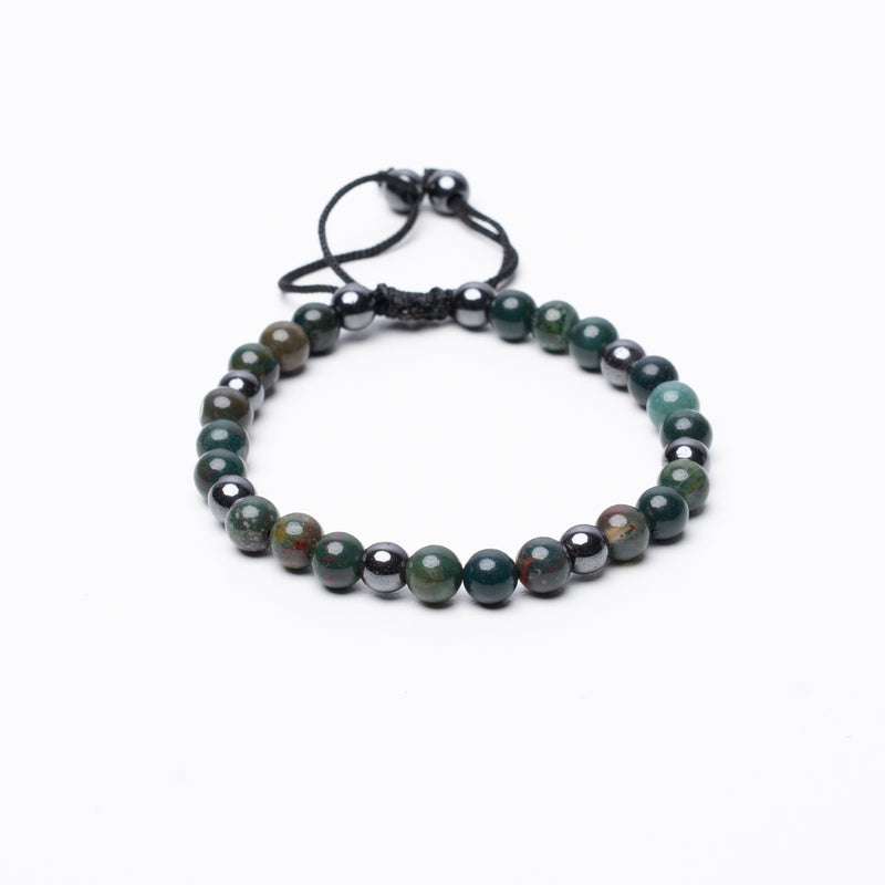 Bloodstone Beaded Bracelet - 6Mm - Braided Zach